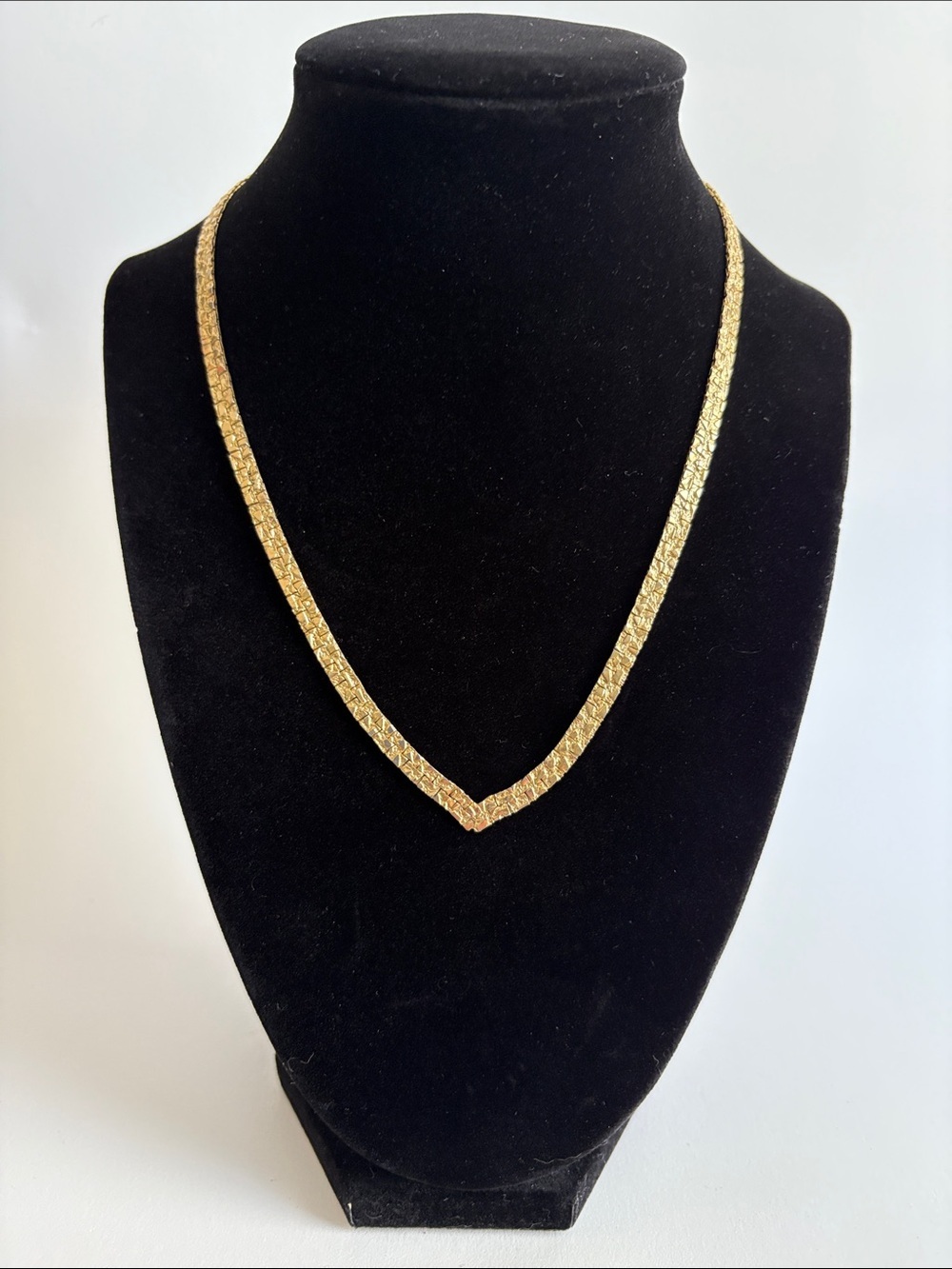 Gold Chevron Necklace Textured Sleek Statement Women Jewelry